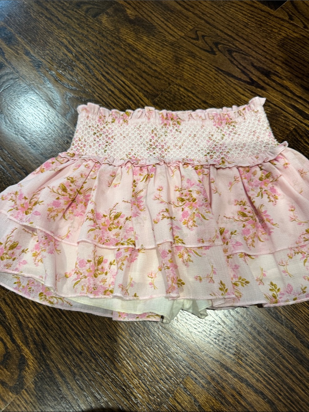 Katie J NYC size M Girls Pink Floral Tiered Skirted Shorts